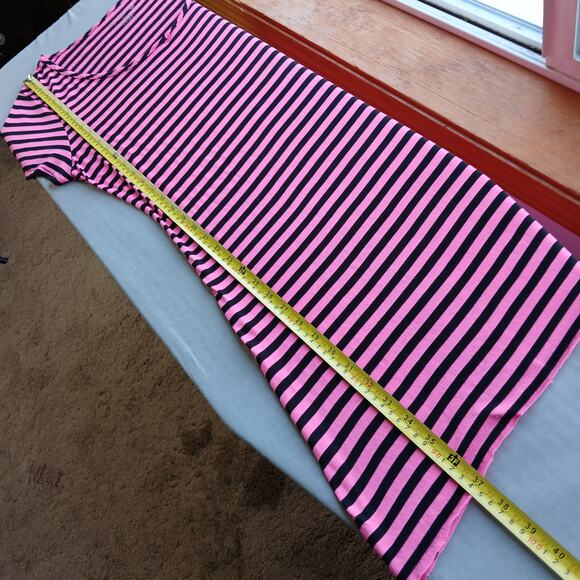 Just Love Hot Pink & Black striped T-shirt Dress 2X repaired comfy retro 90s - Picture 10 of 16